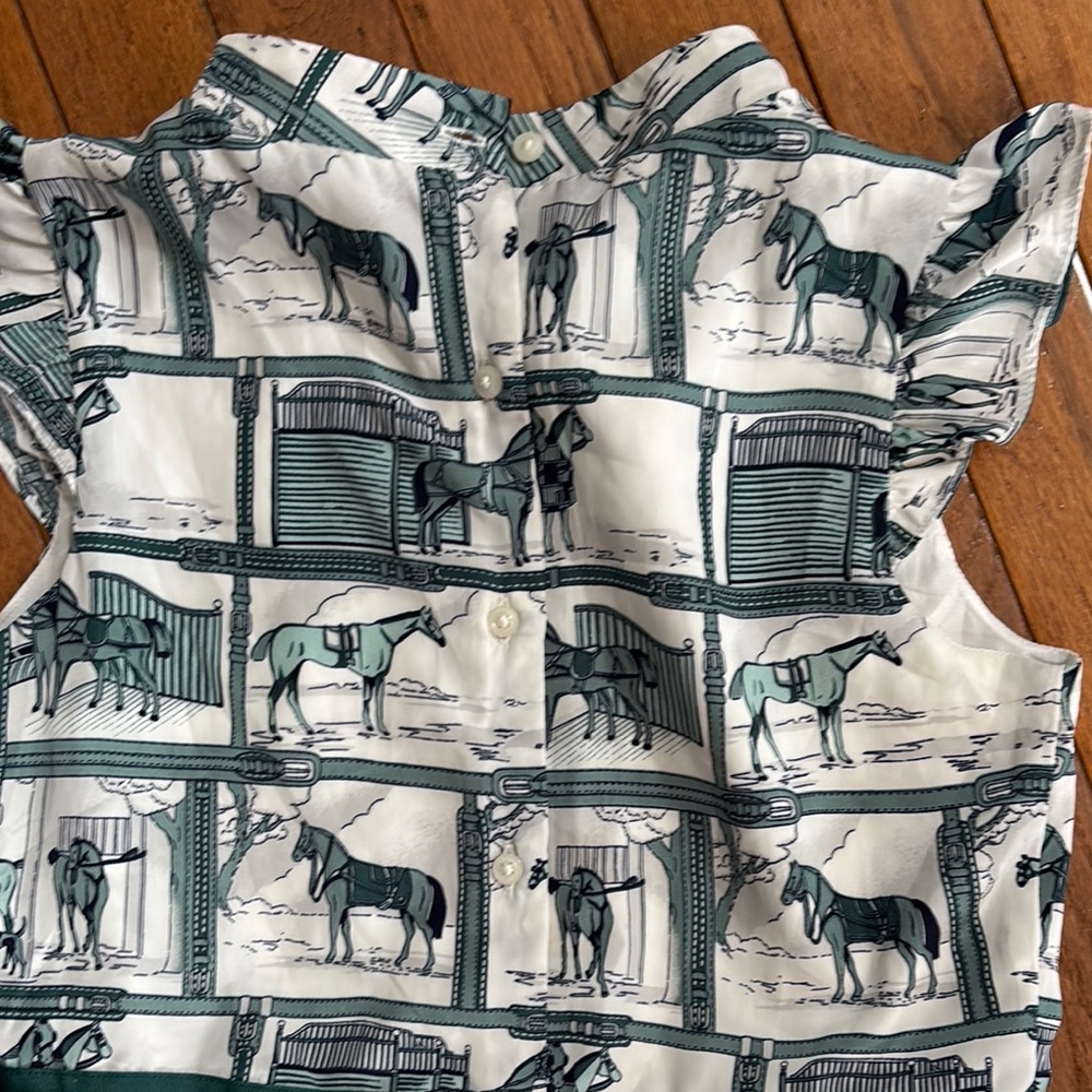 Janie and Jack Kids' Green Horse Print Dress - Picture 7 of 7